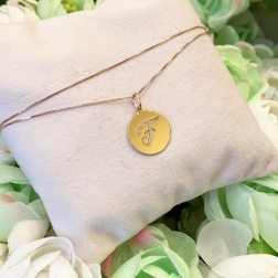 Collana cerchio pendente incisione iniziale argento 925 oro giallo